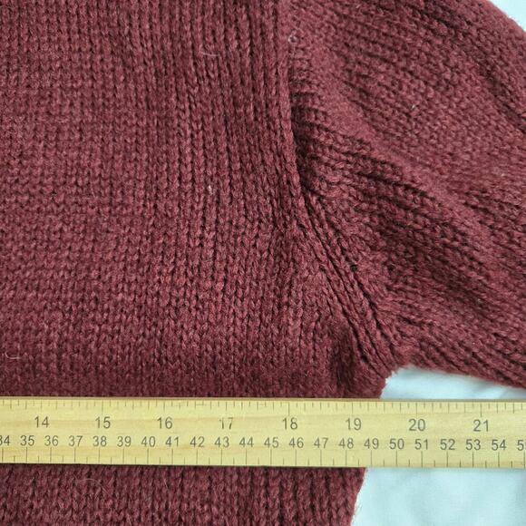 Rave Womens Vintage Y2K Knit Tie-Front Cardigan M Wool-Blend Long Sweater Maroon - Picture 9 of 10